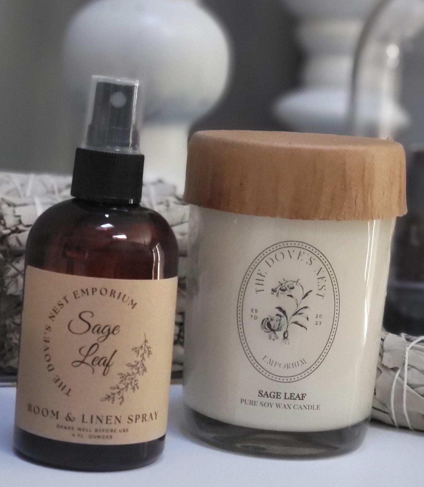 sage leaf candle and room spray gift set