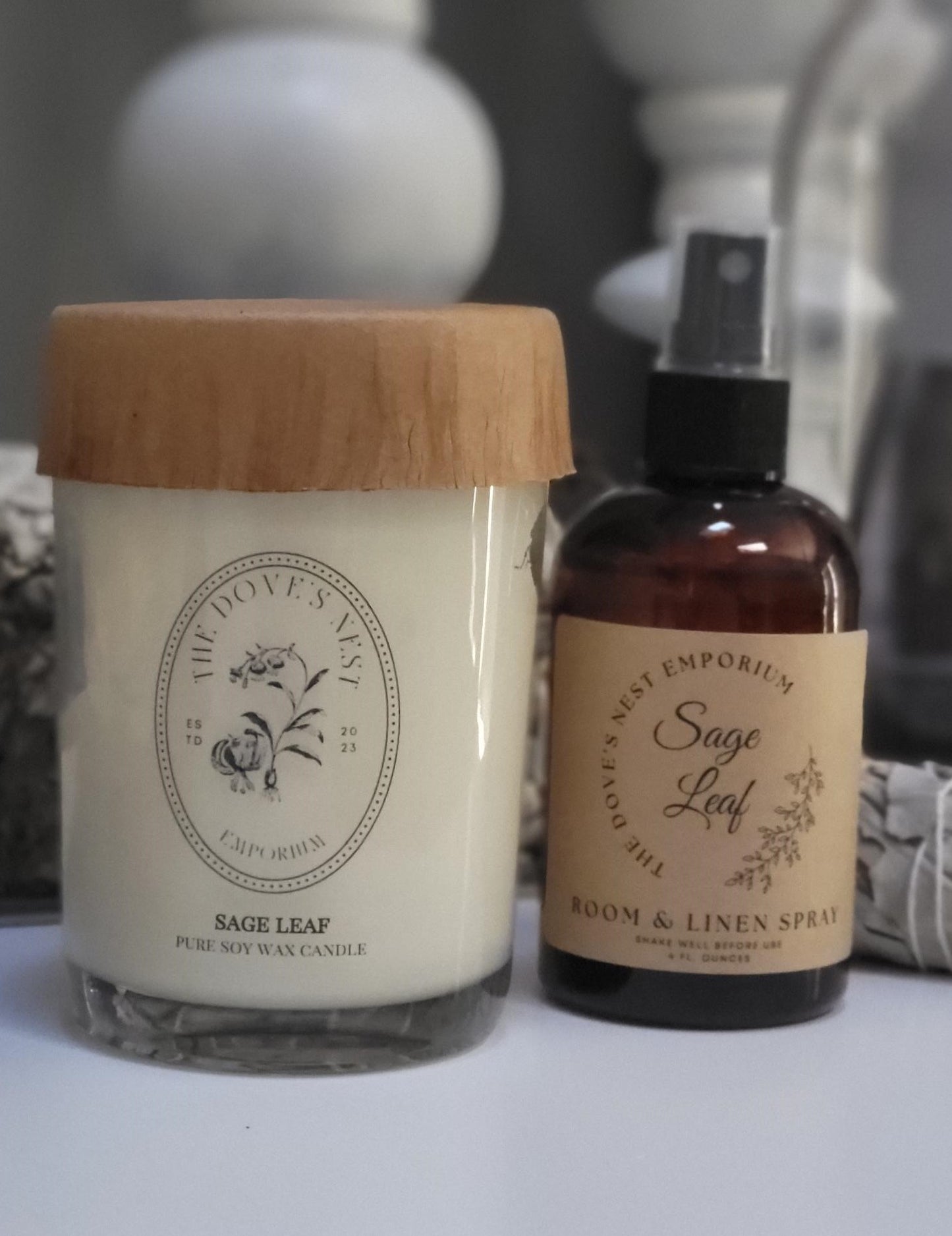 sage leaf candle and room spray gift set